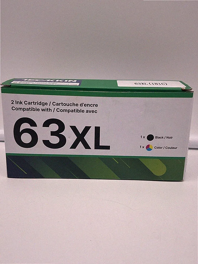 2 Pack TECKKIN Black Ink Cartridge 63XL High Yield Rendement - Exp Date 04/2027