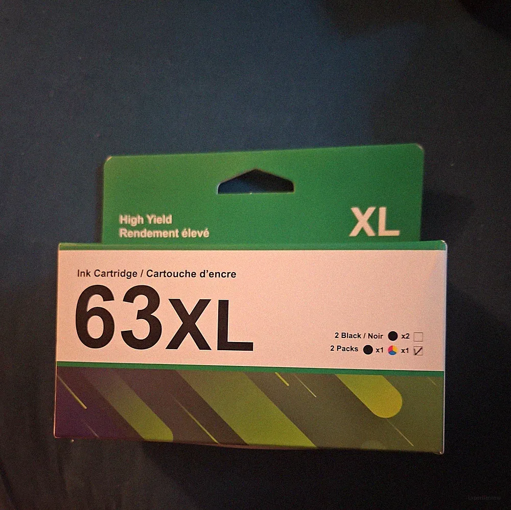 2 Pack TECKKIN Black Ink Cartridge 63XL High Yield Rendement - Exp Date 12/2026