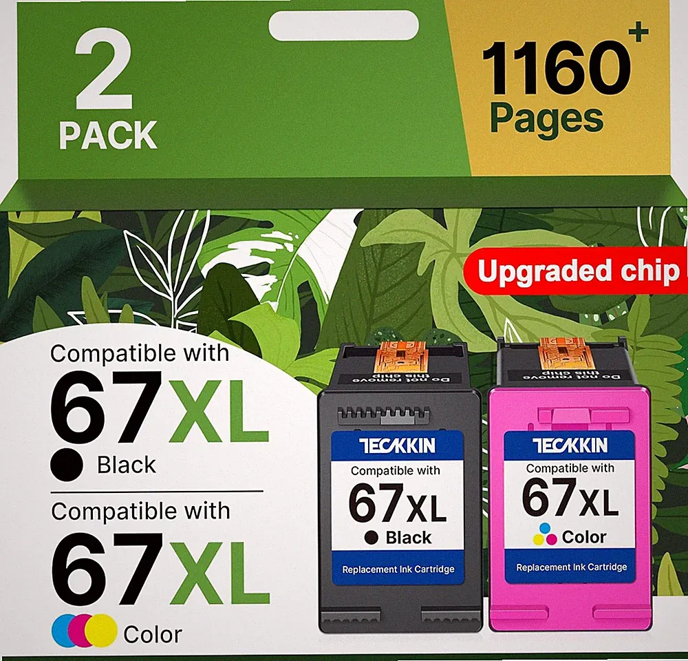 67XL Ink Cartridge Black/Color Combo Pack Replacement for HP Ink 67 67XL Printer