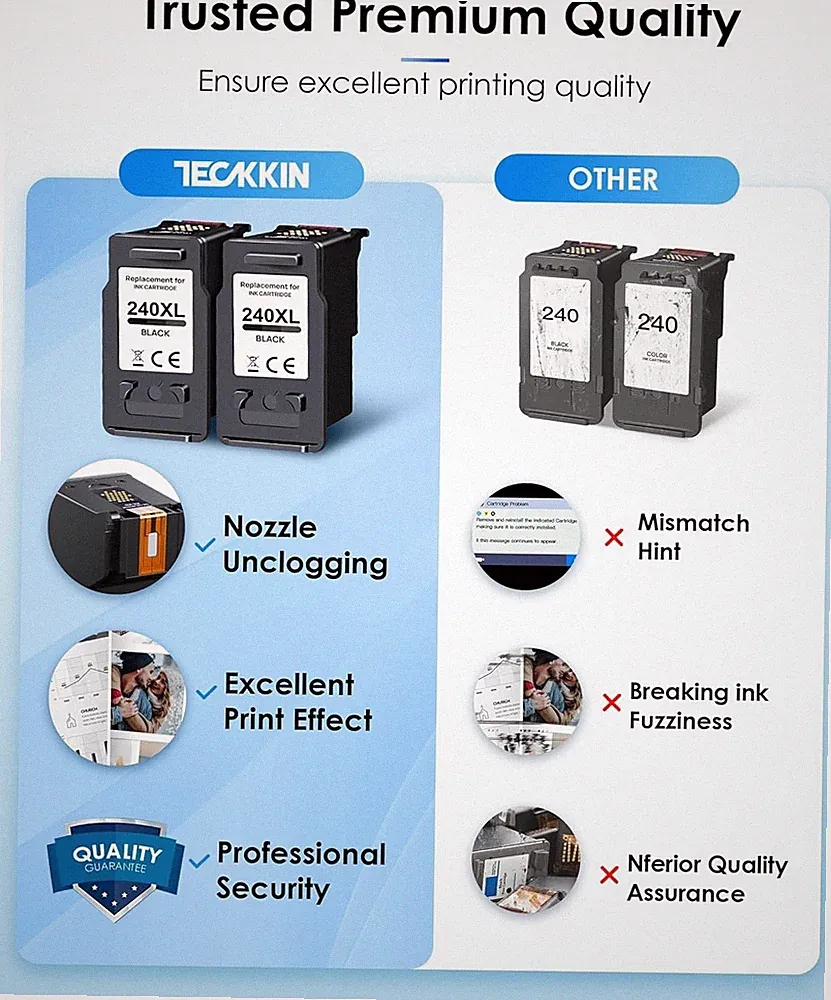 PG-240XL Combo Pack 2 Ink Cartridges Replacement for Canon 240XL