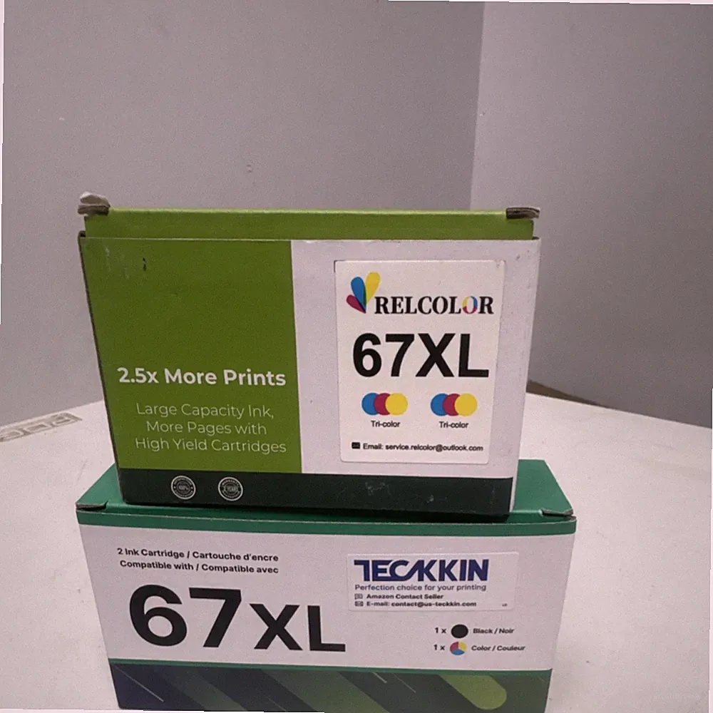 RELCOLOR TECKKIN Ink Cartridges Black Tri-Color Compatible for HP 67XL