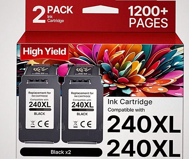 TECKKIN 240XL Black Ink Cartridge Replacement for Canon 240XL 240 XL PG-240 PG-2