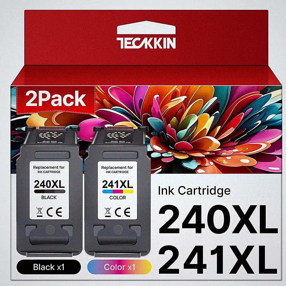 TECKKIN PG-240XL/CL-241XL Ink Cartridges Replacement for Canon 240XL 241XL Combo